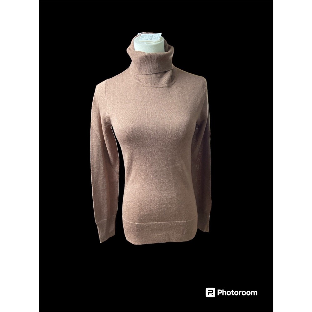 J.Crew Merino Wool Blend Shirt XS Turtleneck Long Sleeve Brown Women's